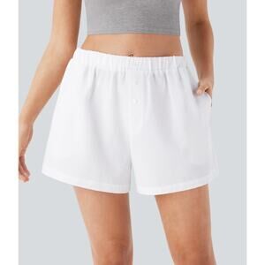 Halara White Women's Mid-Rise Decorative Button Side Pocket Lounge Shorts XL